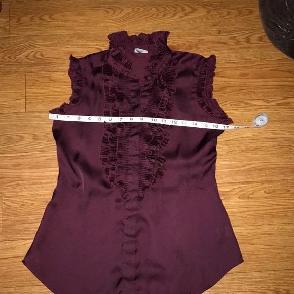 Converse One Star Peplum Top burgundy sleeveless ruffles standing collar size XS - Picture 8 of 11